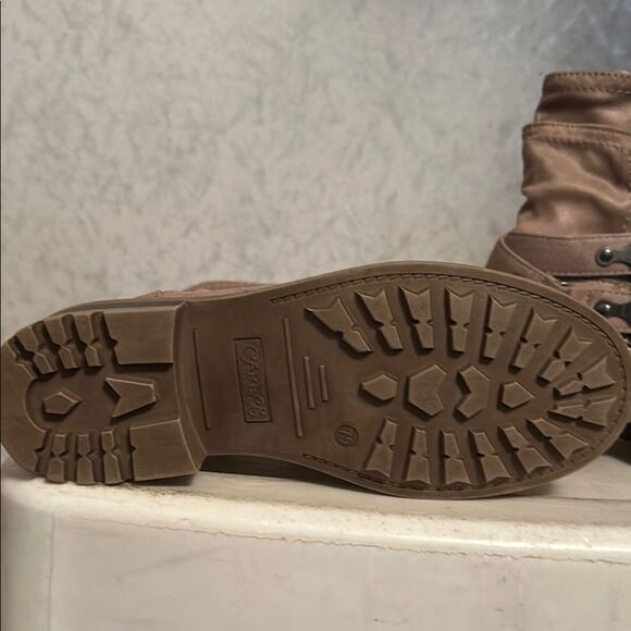 NWOT   Carlos by Carlos Santana Tan Combat Moto Boots 7.5 never worn - Picture 3 of 5